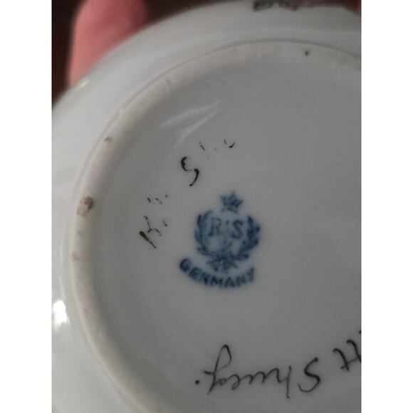 Antique RS Germany Hand Painted Floral Sugar Bowl w/ Gold Trim 1900s Signed - Picture 9 of 10